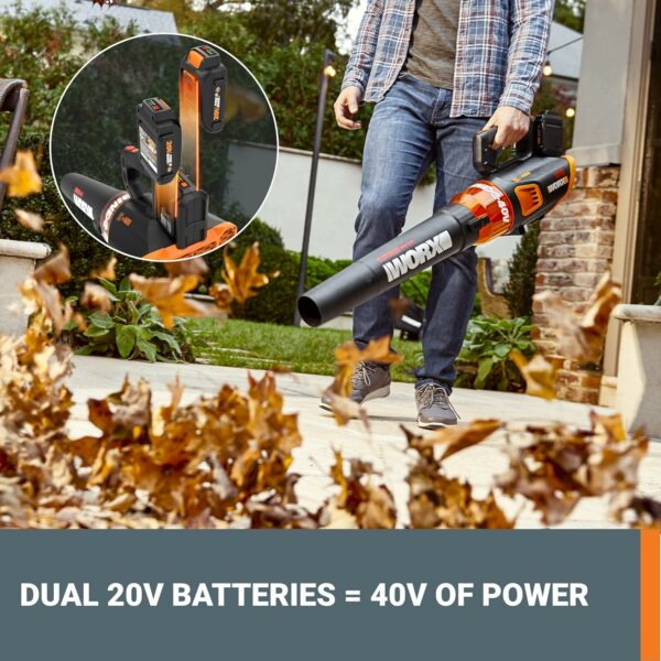 WORX 40V Turbine Leaf Blower Cordless with Battery and Charger, Brushless Motor Blowers for Lawn Care, Compact and Lightweight Cordless Leaf Blower WG584 – 2 Batteries & Charger Included - Image 7