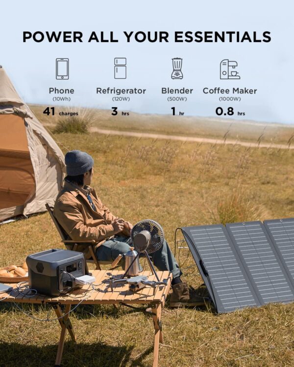 EF ECOFLOW RIVER 2 Max Solar Generator 512Wh Long-life LiFePO4 Portable Power Station& 160W Solar Panel for Home Backup Power, Camping & RVs 100% Charged in 60m with 3000+ Cycles & Up to 1000W Output For Sale - Price - Image 3