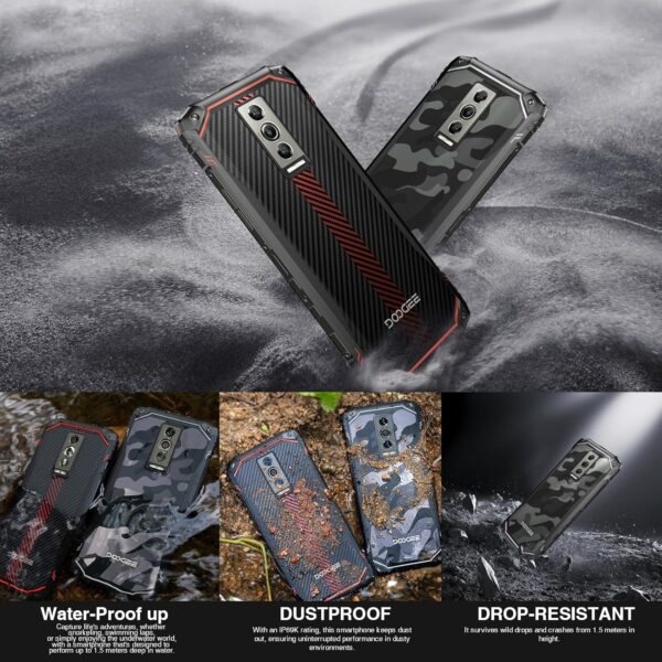 DOOGEE Blade 10 Rugged Smartphone Unlocked Android 14,9GB+128GB/TF 2TB Octa Core Rugged Phone,6.56" HD+ 90Hz Cell Phone,16MP Camera,4G Dual SIM IP68/IP69K Waterproof Phone,Widevine L1/GPS/Face ID - For Sale - Price - Image 7