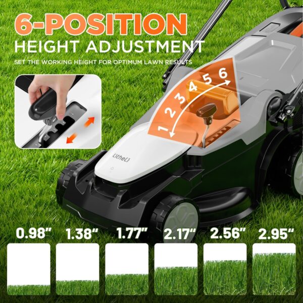 Litheli 40V (2 x 20V) 16" Electric Lawn Mower Cordless, Walk Behind Lawn Mower with 6-Height Adjust, Portable & Lightweight Push Battery Powered Lawn Mower (2 * 4.0AH Batteries Included) - For Sale - Price - Image 3