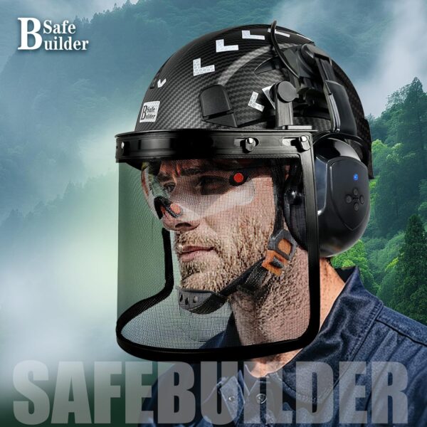 Forestry Chainsaw Tree Work Safety Helmet Vented Hard Hats w/Visor Bluetooth Ear Muffs Face Shield Outdoor Hardhats OSHA ANSI Z89.1 - For Sale - Price - Image 6