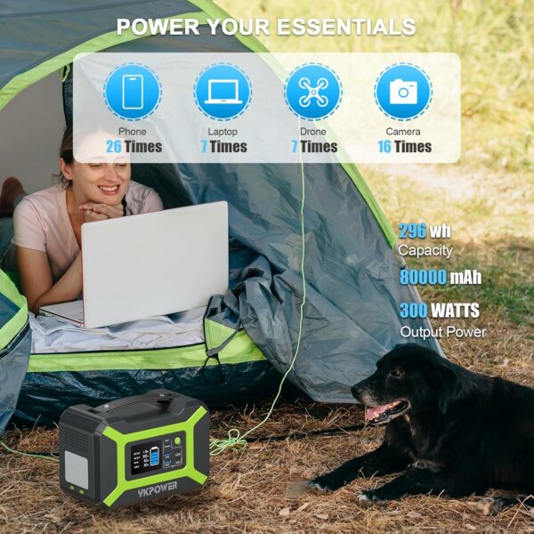 Portable Power Station 300W (Peak 600W), YKPOWER 296Wh Backup Lithium Battery Solar Generator with 110V AC Output, 60W USB-C PD Output, LED Light, Power Station for Outdoor Camping Travel RV CPAP Home - For Sale - Price - Image 3