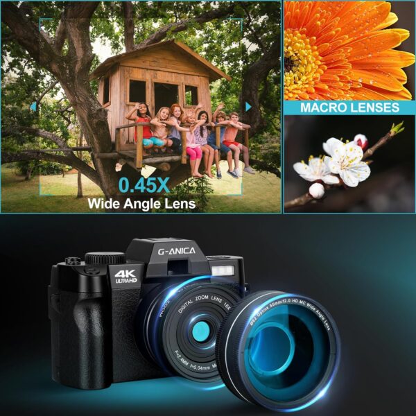 Digital Camera, 48MP Cameras for Photography with WiFi & App Control, 4K Vlogging Camera for YouTube,Compact Camera,Perfect for Entry-Level Users and Beginners with Macro&Wide Lens-32GB Card - For Sale - Price - Image 4