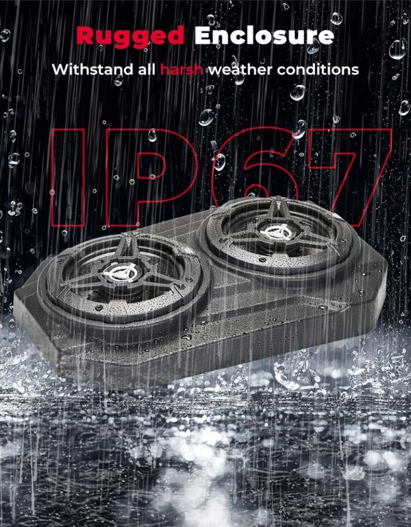 KEMIMOTO UTV Sound System 6.5 Inch Speakers UTV Sound Bar Overhead Stereo Bluetooth for UTVs Fits 1.625-1.9in Roll Cages Compatible with Can-Am X3 & X3 Max, Polaris RZR XP 1000, Uforce - For Sale - Price - Image 3