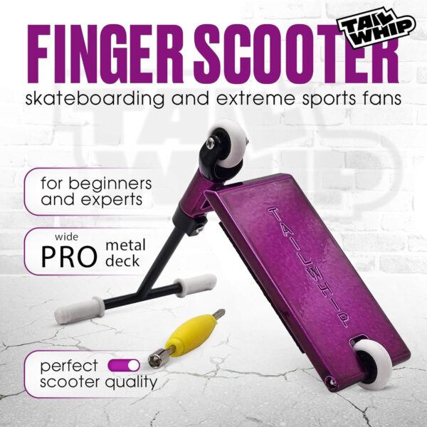 TAILWHIP Finger Scooter Metal, Durable Mini Scooter for incredible Tricks, Compatible with Tech Deck Fingerboards, Bikes & Skate Parks, Improve Hand Motor Skills, Perfect Toy for Kids & Adults, purple - For Sale - Price - Image 4