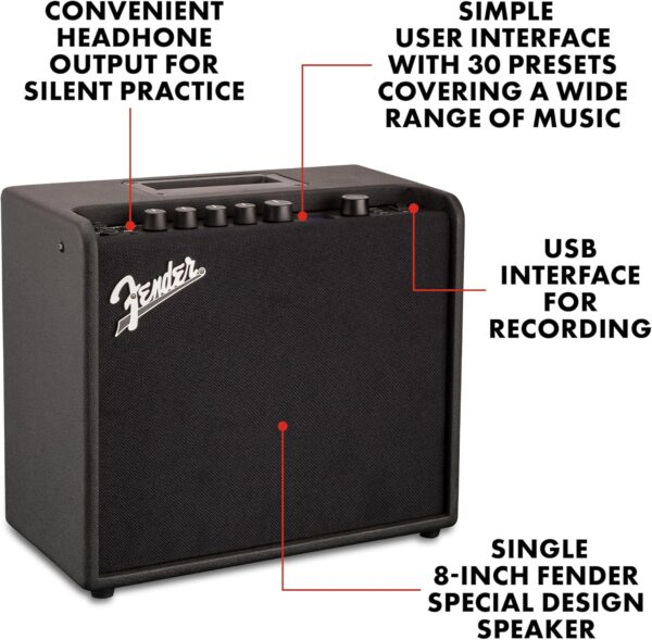 Fender Mustang LT25 Guitar Amp, 25-Watt Combo Amp, with 2-Year Warranty, 30 Preset Effects with USB Audio Interface for Recording - For Sale - Price - Image 2