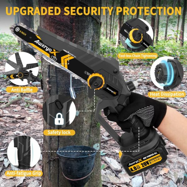 8" & 6" Mini Chainsaw Brushless, 2025 Upgraded 2x4.0AH Battery Portable Handheld Small Cordless Saw with 4 x Guide Plate, Electric Hand Saw Motosierra for Wood/Tree Cutting Gardening Pruning - For Sale - Price - Image 5