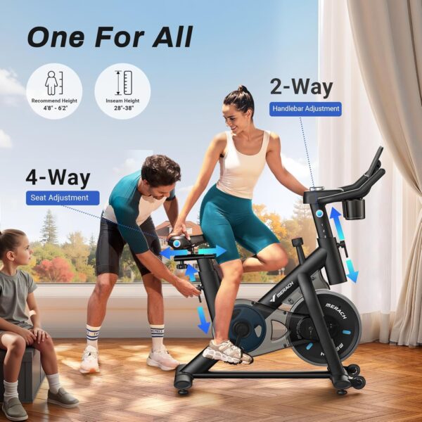 MERACH Exercise Bike, Brake Pad Stationary Bike with Exclusive App, Low Noise Indoor Cycling Bike with 300lbs Weight Capacity, Tablet Mount and Fitness Courses for Weight Loss - For Sale - Price - Image 6