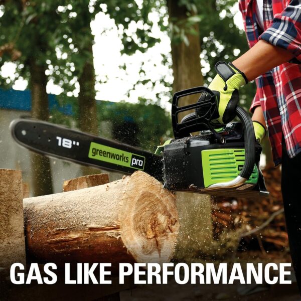 Greenworks 80V 18" Brushless Cordless Chainsaw (Great For Tree Felling, Limbing, Pruning, and Firewood) / 75+ Compatible Tools), 2.0Ah Battery and Rapid Charger Included - For Sale - Price - Image 4