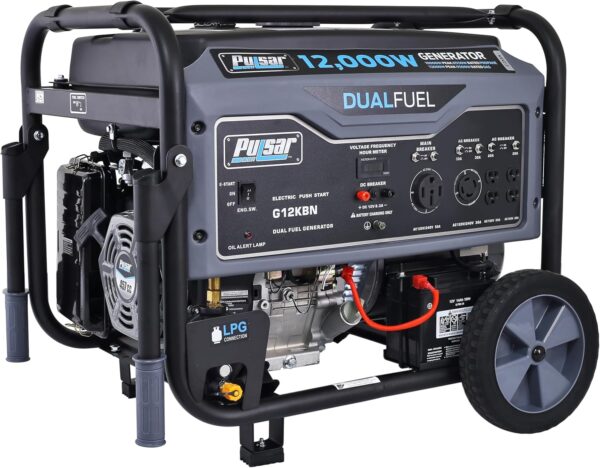 Pulsar G12KBN Heavy Duty Portable Dual Fuel Generator - 9500 Rated Watts & 12000 Peak Watts - Gas & LPG - Electric Start - Transfer Switch & RV Ready - CARB Compliant For Sale - Price