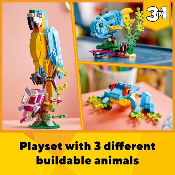 LEGO Creator 3 in 1 Exotic Parrot Building Toy Set, Transforms to 3 Different Animal Figures - from Colorful Parrot, to Swimming Fish, to Cute Frog, Creative Toys for Kids Ages 7 and Up, 31136 - For Sale - Price - Image 2