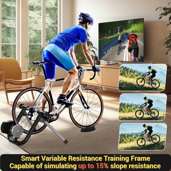 Sportneer Bike Trainer: Smart Bike Trainer Stand for 26-29" & 700C Wheels - Stationary Bike Stand with Bluetooth 4.0 & ANT+ Connection, Compatible with Zwift Onelap, Powerfun Rouvy AR App - For Sale - Price - Image 5