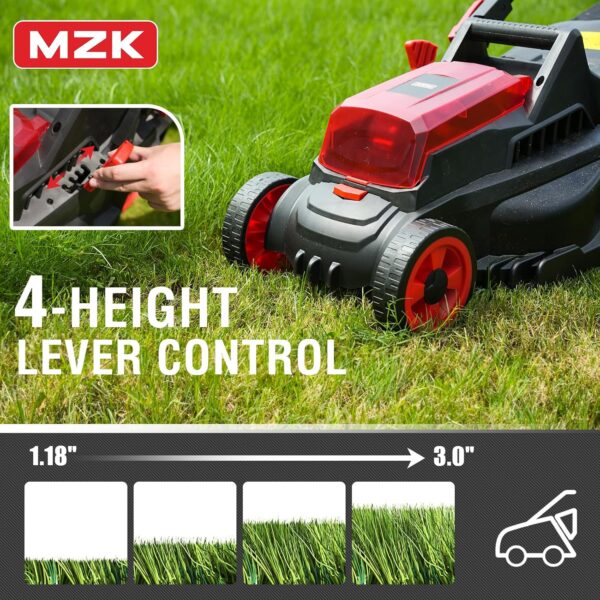 MZK 20V 13”Cordless Electric Lawn Mower,with 4-Position Height Adjustment,Compact and Lightweight Push Battery Powered Lawn Mower (2 * 4AH Batteries & Fast Charger Included) - For Sale - Price - Image 2