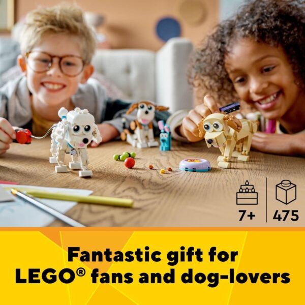 LEGO Creator 3 in 1 Adorable Dogs Building Toy Set, Gift for Dog Lovers, Featuring Dachshund, Beagle, Pug, Poodle, Husky, and Labrador Figures for Kids 7 and Up, 31137 - For Sale - Price - Image 7