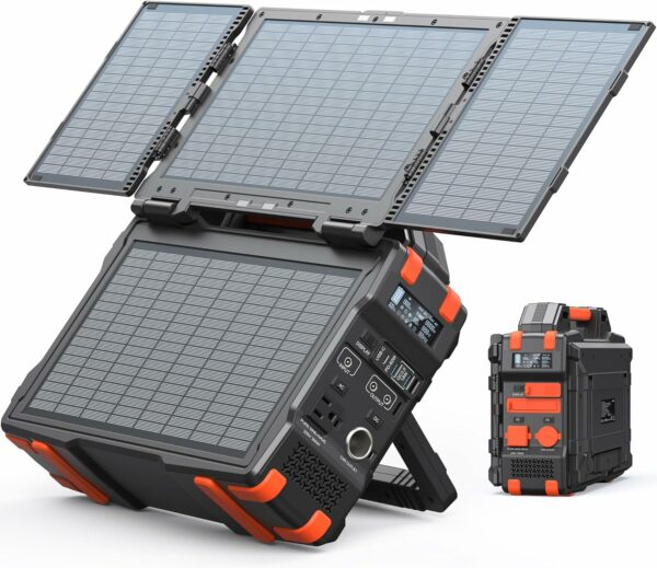 BROWEY Portable Power Station with Hidden Folding Solar Panel, Self-charge & Pass-through Charging, 284Wh Battery Backup, AC 300W(Peak 600W) / PD Output, Solar Generator for Outdoor/Camping/Home Use - For Sale - Price