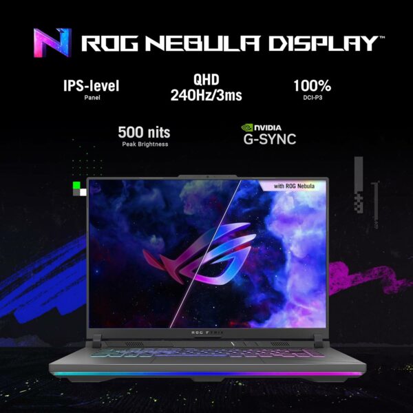 ASUS ROG Strix G16 (2024) Gaming Laptop, 16” ROG Nebula Display 16:10 QHD 240Hz, NVIDIA® GeForce RTX™ 4070, Intel® Core™ i9-14900HX, 16GB DDR5-5600, 1TB PCIe Gen4 SSD, Wi-Fi 6E, Win 11, G614JIR-AS94 - For Sale - Price - Image 5