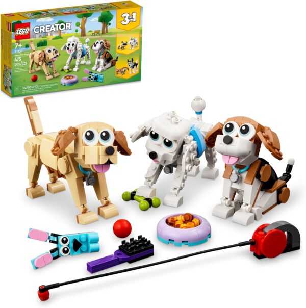 LEGO Creator 3 in 1 Adorable Dogs Building Toy Set, Gift for Dog Lovers, Featuring Dachshund, Beagle, Pug, Poodle, Husky, and Labrador Figures for Kids 7 and Up, 31137 - For Sale - Price