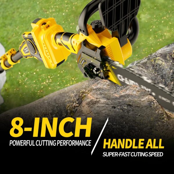 2-in-1 Cordless Pole Saw, 8 Inch Brushless Pole Chainsaws Compatibility with DEWALT 20V MAX Battery, 8 lb Lightweight, Auto Oiling, 14.8 FT MAX Extension Pole Saws for Tree Trimming - For Sale - Price - Image 3