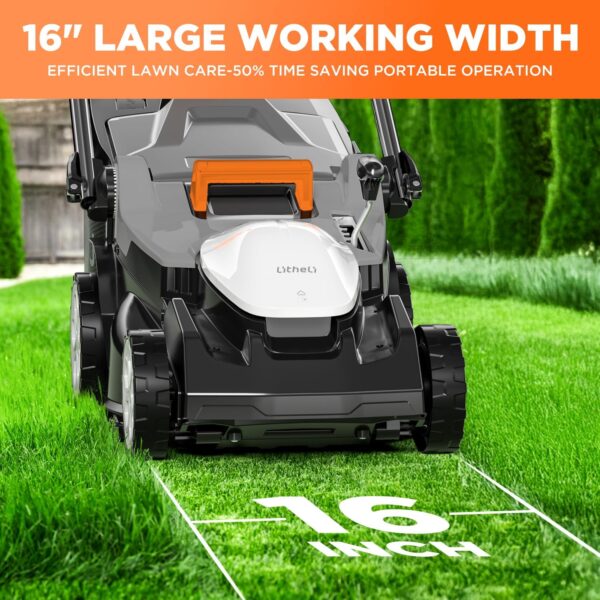 Litheli 40V (2 x 20V) 16" Electric Lawn Mower Cordless, Walk Behind Lawn Mower with 6-Height Adjust, Portable & Lightweight Push Battery Powered Lawn Mower (2 * 4.0AH Batteries Included) - For Sale - Price - Image 7