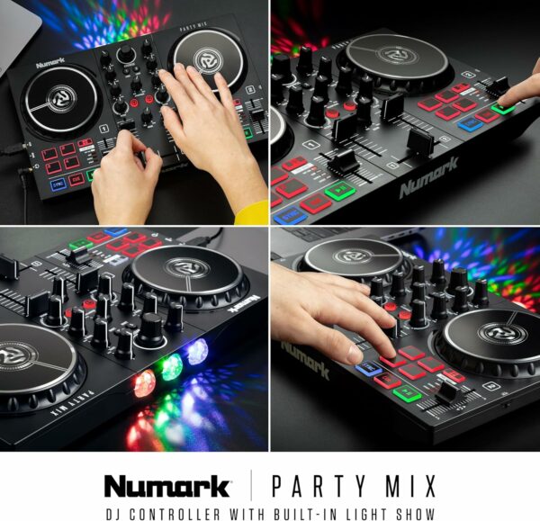 Numark Party Mix II - DJ Controller with Party Lights, DJ Set with 2 Decks, DJ Mixer, Audio Interface and USB Connectivity + Serato DJ Lite - For Sale - Price - Image 7