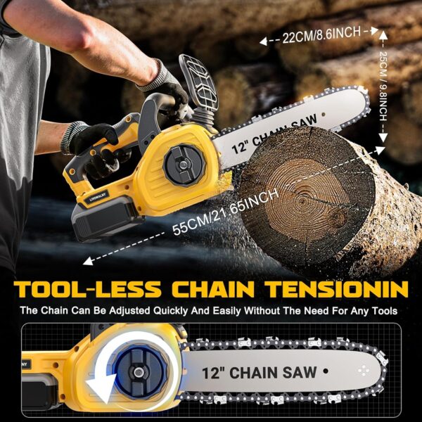 Cordless Chainsaw for Dewalt 20v Battery,12" Chain Saw Oil Lubrication System with Security Lock, Handheld Electric Chainsaw for Wood Cutting,Tree Trimming Branches(Battery Not Included) - For Sale - Price - Image 3