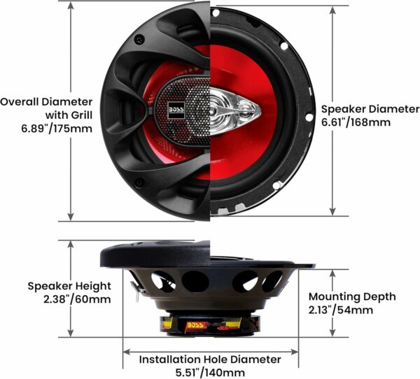 BOSS Audio Systems CH6530 Chaos Series 6.5 Inch Car Door Speakers - 300 Watts (Pair), 3 Way, Full Range, Tweeters, Coaxial, Sold in Pairs - For Sale - Price - Image 4