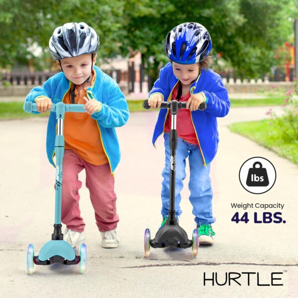 Hurtle Mini Kickboard Scooter for Kids - Height Adjustable 25''-28'', Lightweight 3-Wheel Toddler Scooter with LED Light-up Wheels, Anti-Slip,Indoor/Outdoor Fun, Micro Scooter for Ages 2-5 (Teal) - For Sale - Price - Image 4