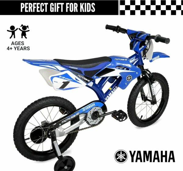 Yamaha 16 Inch Motocross Style Bike for Kids | Coaster Brake, Detachable Training Wheels | Safe Pedal Powered Bicycle for Toddlers Ages 4-8 | Great for Boys & Girls - For Sale - Price - Image 4