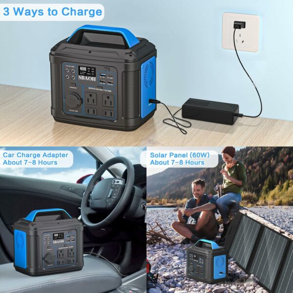 Portable Power Station, 300W 296Wh Solar Generator Quick Charge / 110V AC Outlets/DC Ports and LED Flashlight, Lithium Battery Backup for Home Outdoor Travel Camping Blackout blue - For Sale - Price - Image 4