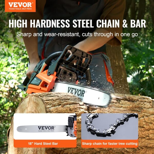 VEVOR Gas Chainsaw 52CC 2-Cycle Gasoline Powered Chainsaw 18 Inch Handheld Cordless Petrol Chain Saws For Forest, Wood, Garden and Farm Cutting Use - For Sale - Price - Image 2