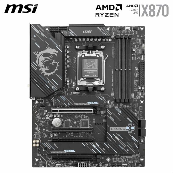 MSI X870 Gaming Plus WiFi Motherboard, ATX - Supports AMD Ryzen 9000/8000 / 7000 Processors, AM5-60A SPS VRM, DDR5 Memory Boost 8200+ MT/s (OC), PCIe 5.0 x16 & 4.0 x16, M.2 Gen5, Wi-Fi 7, 5G LAN - For Sale - Price - Image 2