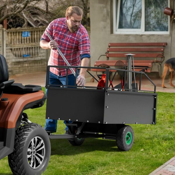 YITAMOTOR ATV Lawn Mower Trailer, Tow Behind Dump Cart with Removable Sides,Capacity 750 lbs, 15 Cubic Feet,Black - For Sale - Price - Image 7