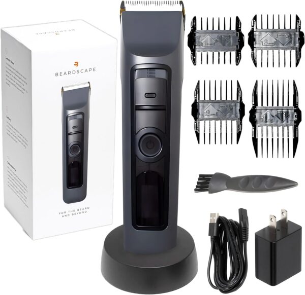 Brio Beardscape V2 Beard Trimmer for Men Professional with Low Friction Ceramic Blade, Cordless Professional Hair Trimmer for Barbers with 4 Hrs of Long Battery Timing, Ideal for Beard & Body (Gray) | Price For Sale