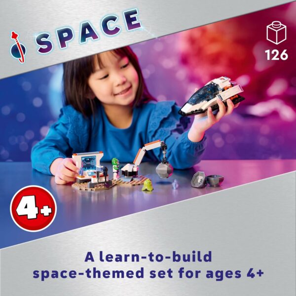 LEGO City Spaceship and Asteroid Discovery Toy Building Set, Gift for Kids Ages 4 Years Old and Up who Love Pretend Play, Includes 2 Space Crew Minifigures, Alien, Crystals, and Crane Toy, 60429 - For Sale - Price - Image 2