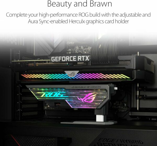 ASUS ROG Herculx Graphics Card Anti-Sag Holder Bracket (Solid Zinc Alloy Construction, Easy Toolless Installation, Included Spirit Level, Adjustable Height, Wide Compatibility, Aura Sync RGB) - For Sale - Price - Image 6