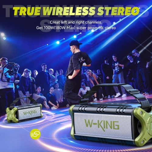 W-KING Bluetooth Speaker, 90W Peak 50W Portable Speakers Wireless, Deep Bass, Hi-Fi Loud Speaker, IPX6 Waterproof, 40H, EQ, Stereo Pairing,DSP, 4 Drivers,TF, AUX,NFC, for Outdoor, Camping,Party,Beach - For Sale - Price - Image 4