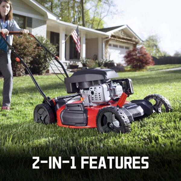 PowerSmart 21 in. Gas Lawn Mower, 144cc 2-in-1 Mulching Push Mower with 6-Positions Height Adjustment, High Rear Wheels - For Sale - Price - Image 3