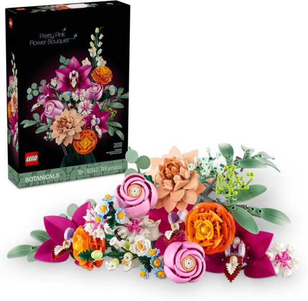 LEGO Botanicals Pretty Pink Flower Bouquet Building Set for Adults - Artificial Flowers for Home Decor, Centerpieces for Tables - Colorful, Unique Gift for Her & Him - 10342 - For Sale - Price