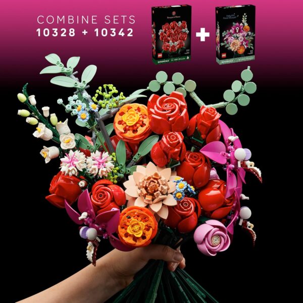 LEGO Botanicals Pretty Pink Flower Bouquet Building Set for Adults - Artificial Flowers for Home Decor, Centerpieces for Tables - Colorful, Unique Gift for Her & Him - 10342 - For Sale - Price - Image 7