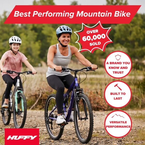 Huffy Stone Mountain Hardtail Mountain Bike for Boys/Girls/Men/Women, 20"/24"/26" Sizes, 6 or 21 Speed Shimano Twist Shifting, Front or Dual Suspension, Comfort Saddle, Sleek Colors - For Sale - Price - Image 4