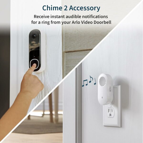 Arlo Video Doorbell 2K 2nd Generation & Chime 2 Bundle, 2K HD doorbell Camera, 2-Way Audio, Package Detection, Motion Detection and Alerts, Built-in Siren, Night Vision, AVDK4001-100CNS, White - For Sale - Price - Image 4