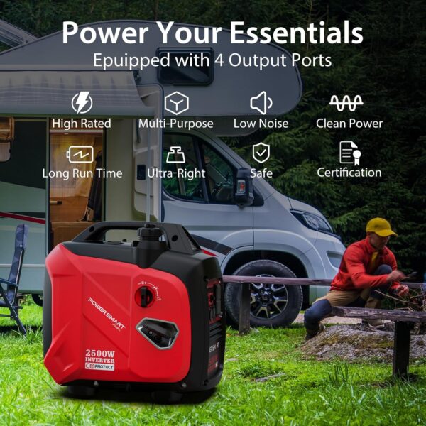 PowerSmart 2500-Watt Gas Powered Portable Inverter Generator, Super Quiet for Camping, Tailgating, Home Emergency Use, EPA Compliant 2024 Version For Sale - Price - Image 4