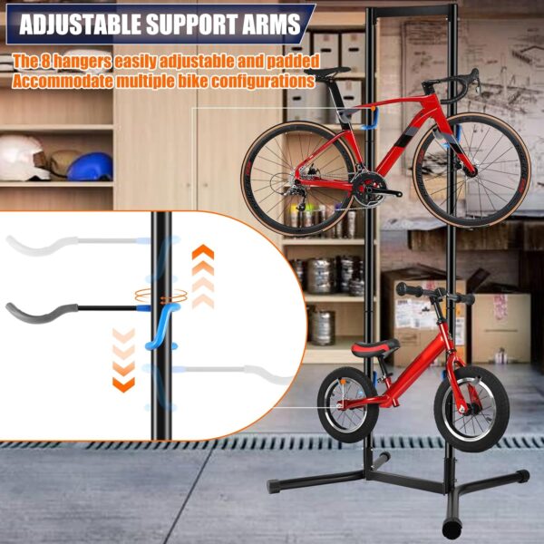 Stand Bike Storage Rack Garage Max 240lbs, Freestanding Gravity Indoor Bike Rack Holds 4 Bikes with Adjustable Arms, Vertical Bike Stand Space Saving for MTB, Road Bike - For Sale - Price - Image 3