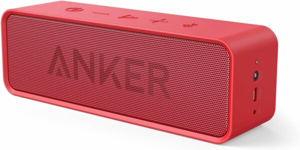 Anker Soundcore Portable Wireless Bluetooth Speaker with 24-Hour Playtime, 66ft Range, 10W Stereo Sound, Rich Bass, Built-in Mic, Ideal for iPhone, Samsung, Traveling, Shower Use, and More - Red - For Sale - Price