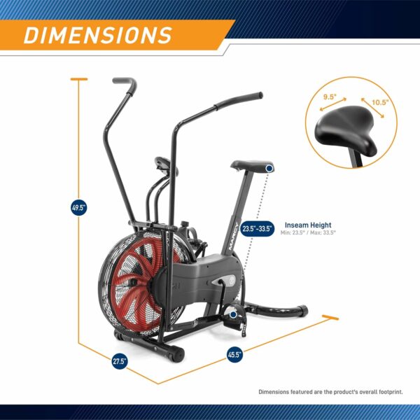 Marcy Air-Resistance Exercise Fan Bike With Dual Acction Handlebars - For Sale - Price - Image 3