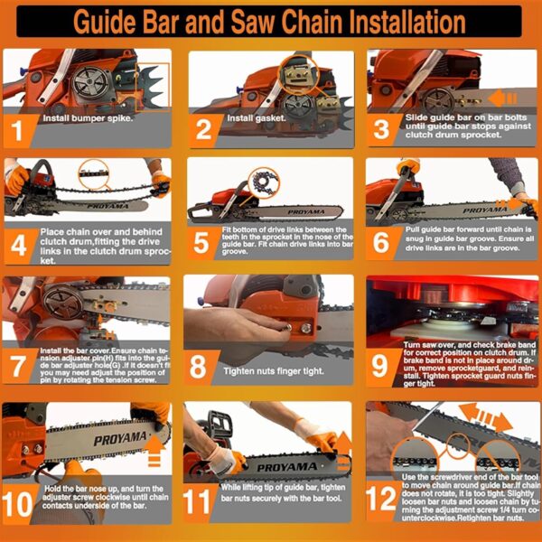 PROYAMA 62CC 2-Cycle Gas Powered Chainsaw, 22 Inch 18 Inch Handheld Cordless Petrol Chain Saw for Tree Wood Cutting - For Sale - Price - Image 5