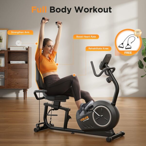 YOSUDA PRO Recumbent Exercise Bike for Home Use with Resistance Bands-Recumbent Bike with Smart Workout APP, Comfortable Seat, Pulse Sensor & 16-level Resistance - For Sale - Price - Image 5