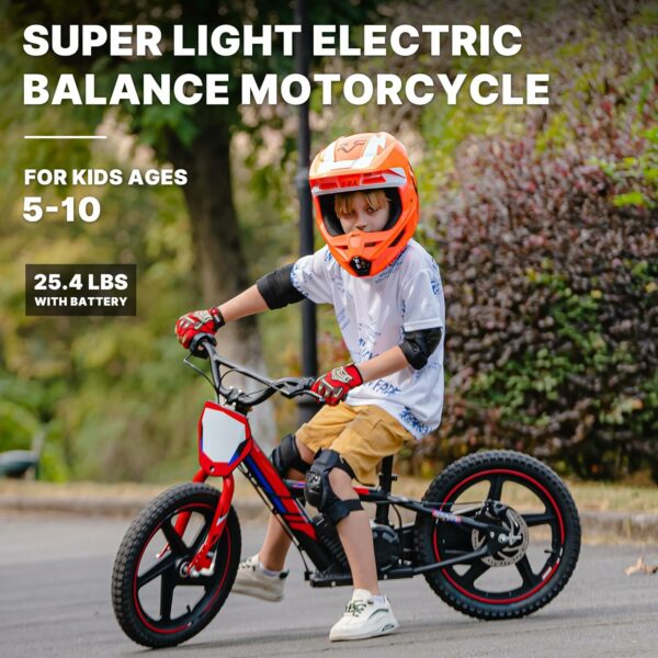 Lightweight Electric Dirt Bike for Kids, 170/340W Electric Motorcycle Up to 10/12MPH, 24V Detachable Battery, Hand-Operated Dual Brakes Electric Balance Bike for Ages 3-6/5-12 - For Sale - Price - Image 2