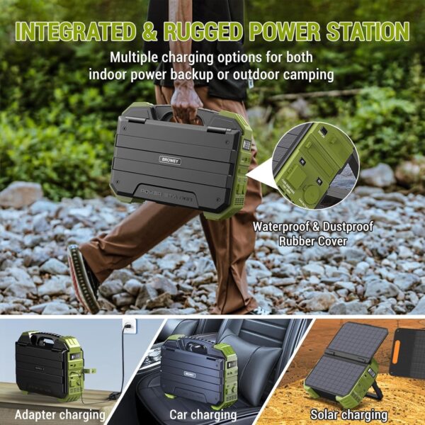 BROWEY Portable Power Station 1000W with Built-in Solar Panel, 614WH/192000mAh LiFePO4 Battery Pack, Solar Generator with AC/DC/USB/PD Outputs for Outdoor Camping, RV Travel, Emergency Preparedness - For Sale - Price - Image 6