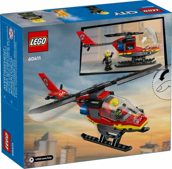 LEGO City Fire Rescue Helicopter Toy, Building Set with Firefighter Minifigure Pilot Toy, Fun Gift or Pretend Play Toy for Boys, Girls and Kids Ages 5 and Up, 60411 - For Sale - Price - Image 6